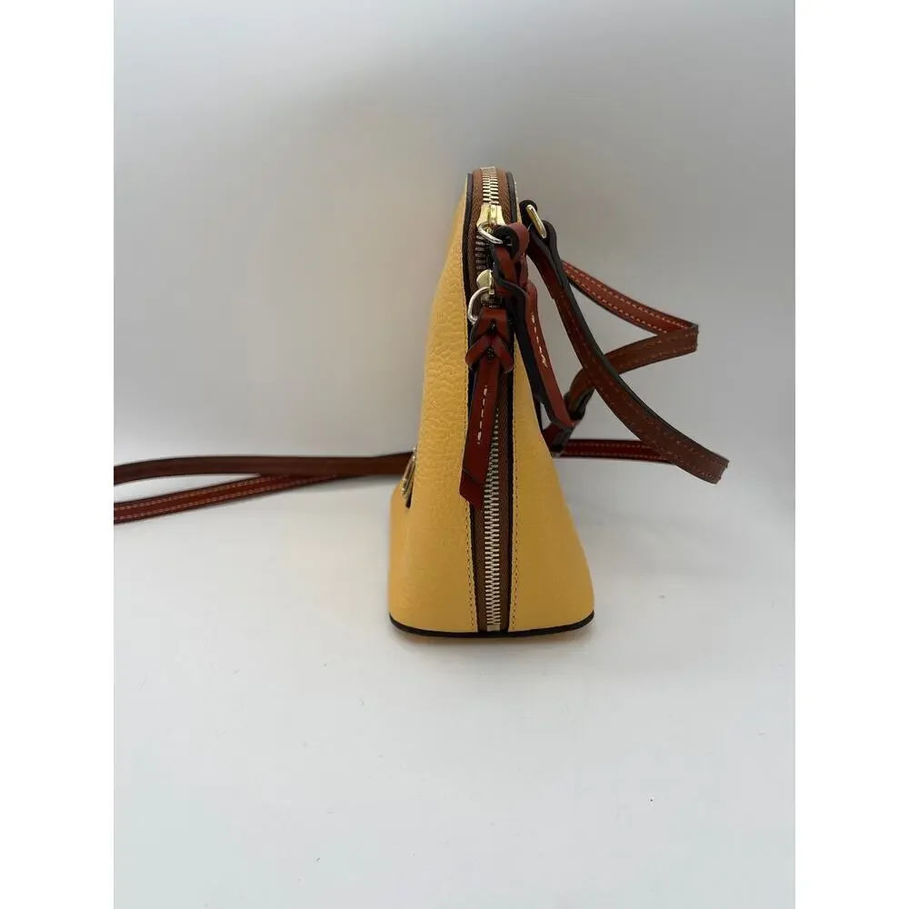 Women’s Dooney & Bourke Butter Yellow w/ Brown Accents Leather Crossbody Purse